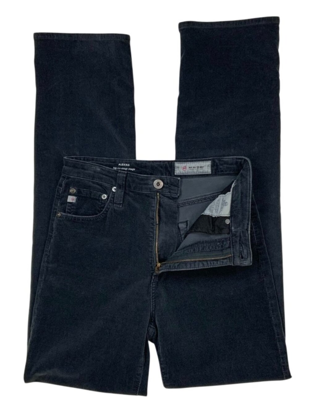 AG Adriano Goldschmied Alexxis High Rise Vintage Straight Corduroy Jean 26 Black - Picture 3 of 13